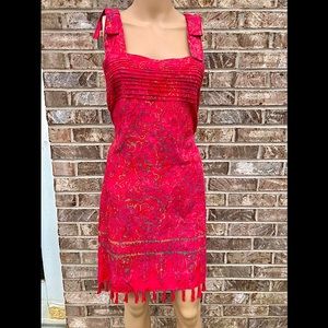 90s/Y2K Hot Pink Tropical Jumper Style Dress